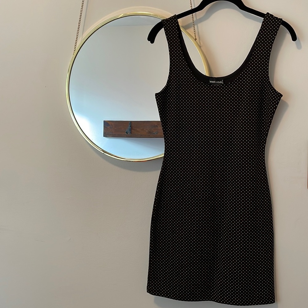 NWT Wet Seal Black Bodycon dress with Gold Stud Accents